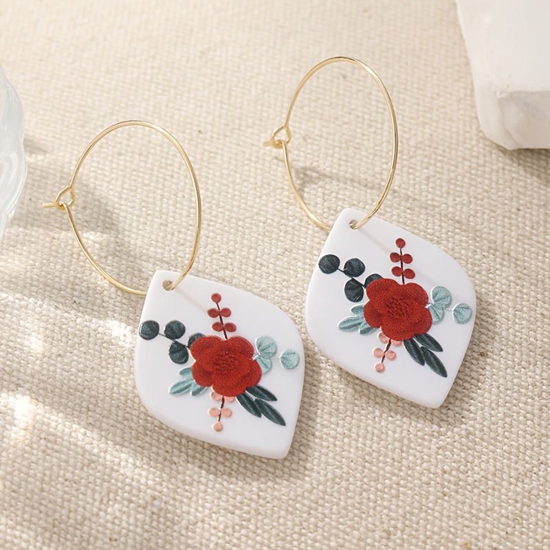 Floral Bouquet Resin Acrylic Sheet Earrings, Charming Gift